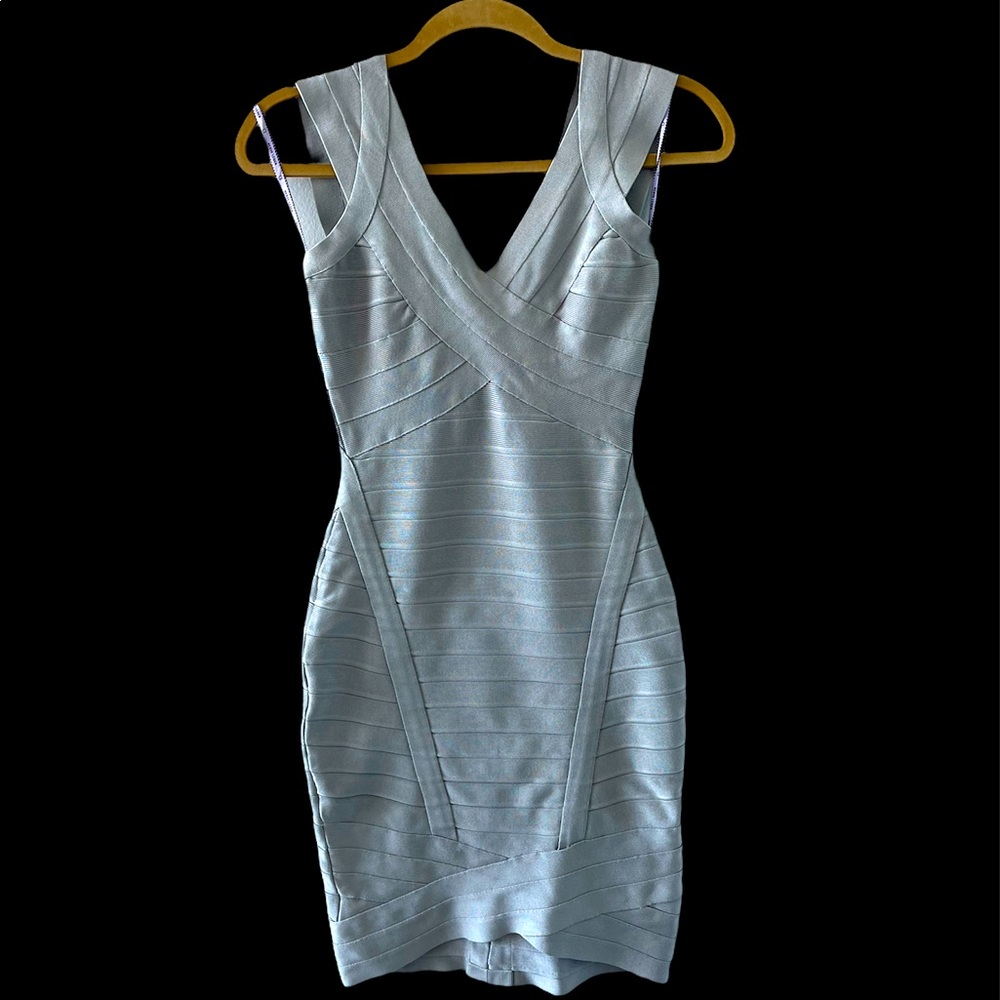 Herve Leger bandage dress. Silver